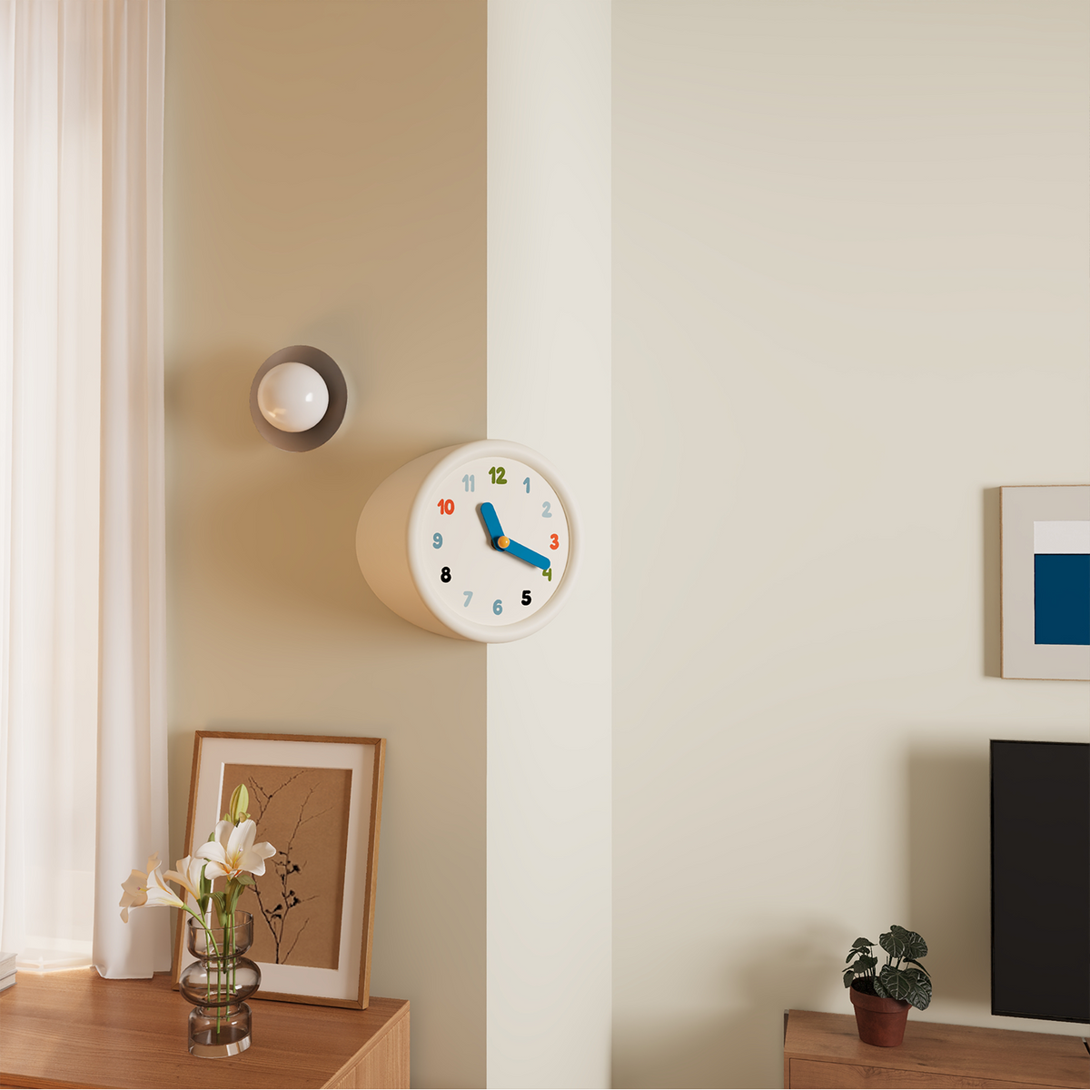 White Corner Clock