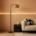 Arc Floor Lamp Boho Rattan Linen Fabric LED BulbsIncluded