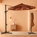 10Ft Solar LED Cantilever Patio Umbrella With 360 Degree Rotation And Integrated Lights